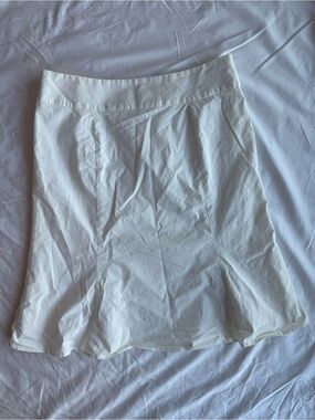 VTG Gap White Paneled Godet Flared Skirt Cotton Stretch Size 8 Lined